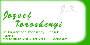 jozsef koroskenyi business card