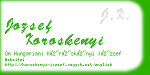 jozsef koroskenyi business card